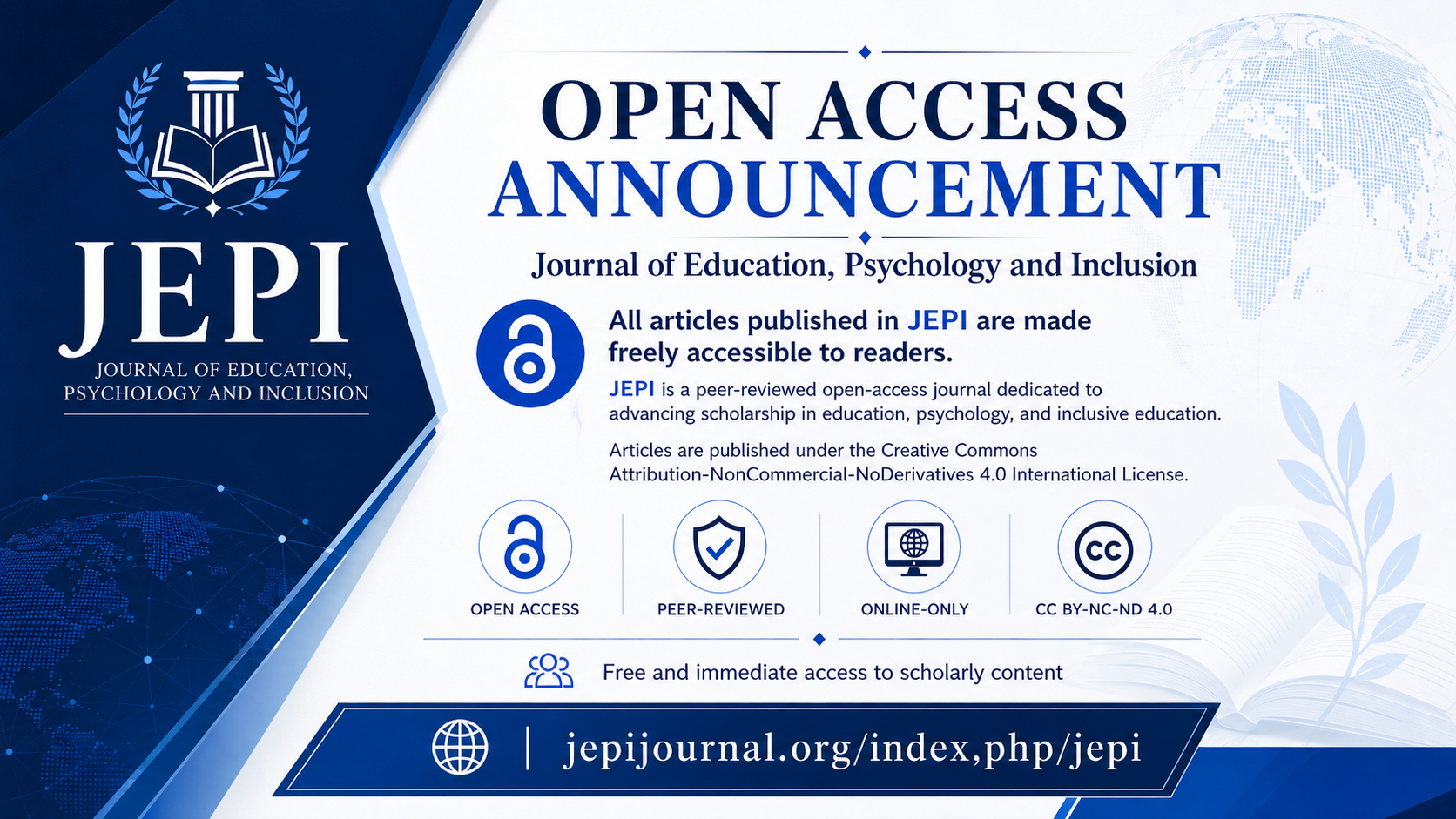 All articles published in JEPI are made freely accessible to readers.
